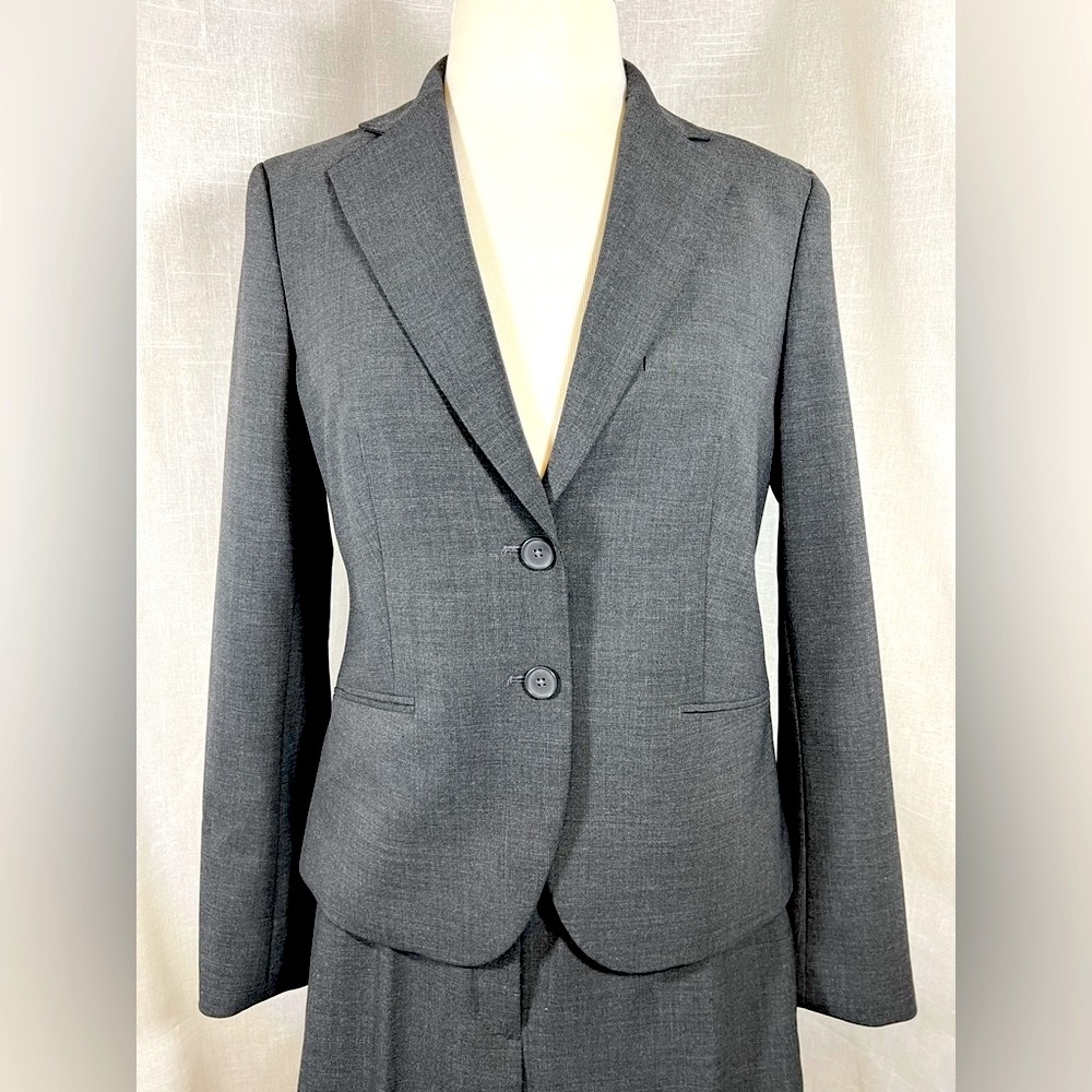 Victoria’s Secret gray suit jacket and pants, 10